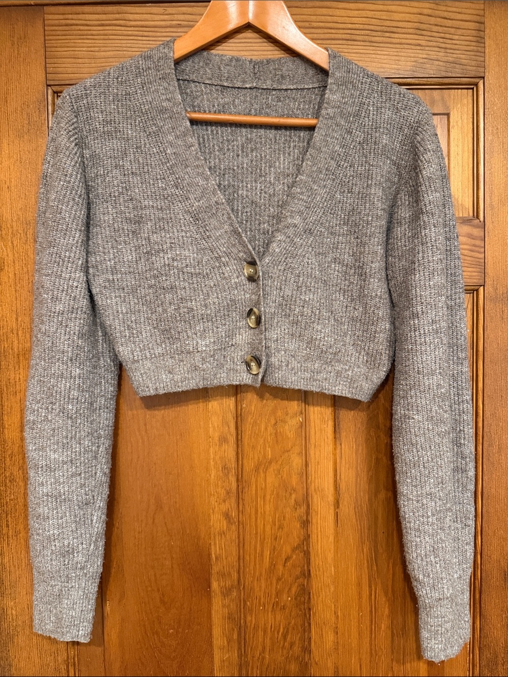 H&M Cropped V-Neck Button Cardigan Sweater